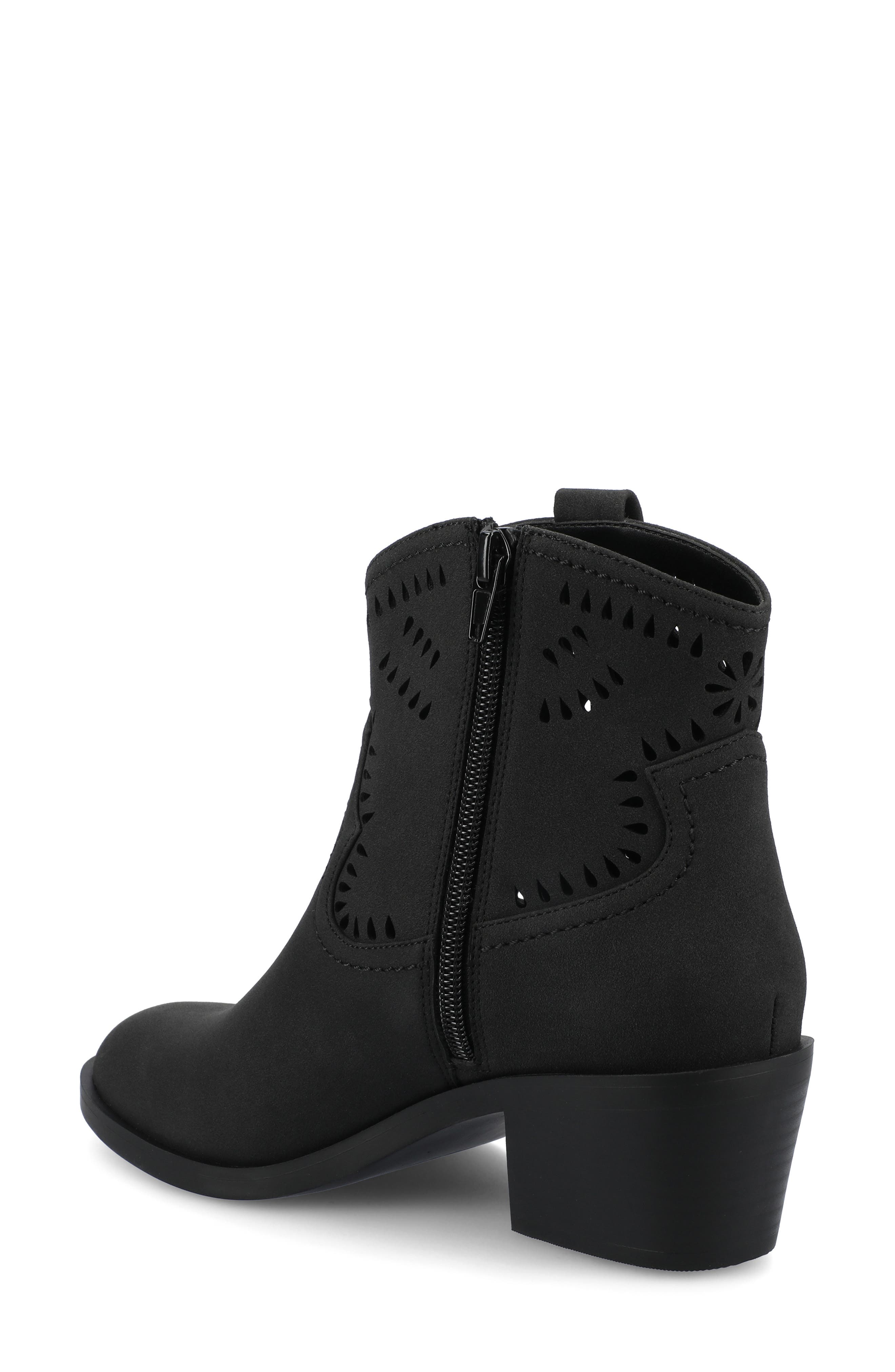 Journee Collection Eyelet Block Heel Bootie, Alternate, color, Black