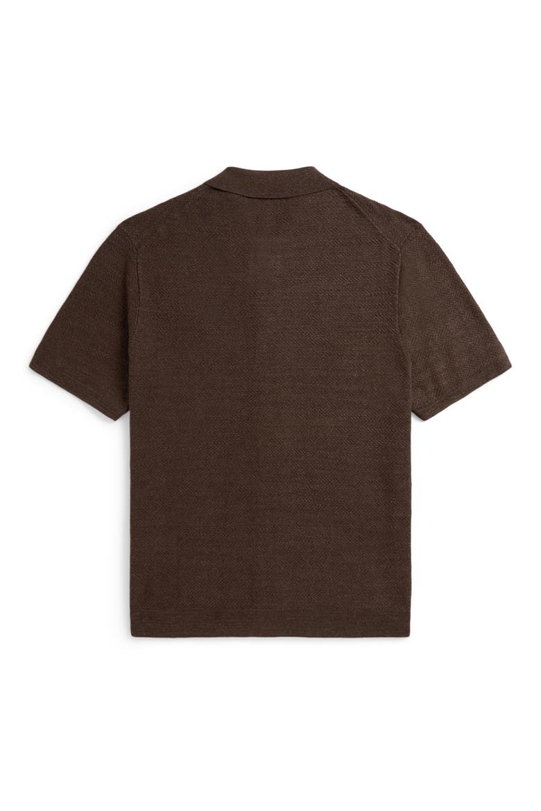 Cotton and Linen Short Sleeve Cardigan, Alternate, color, NUTMEG BROWN HEATHER