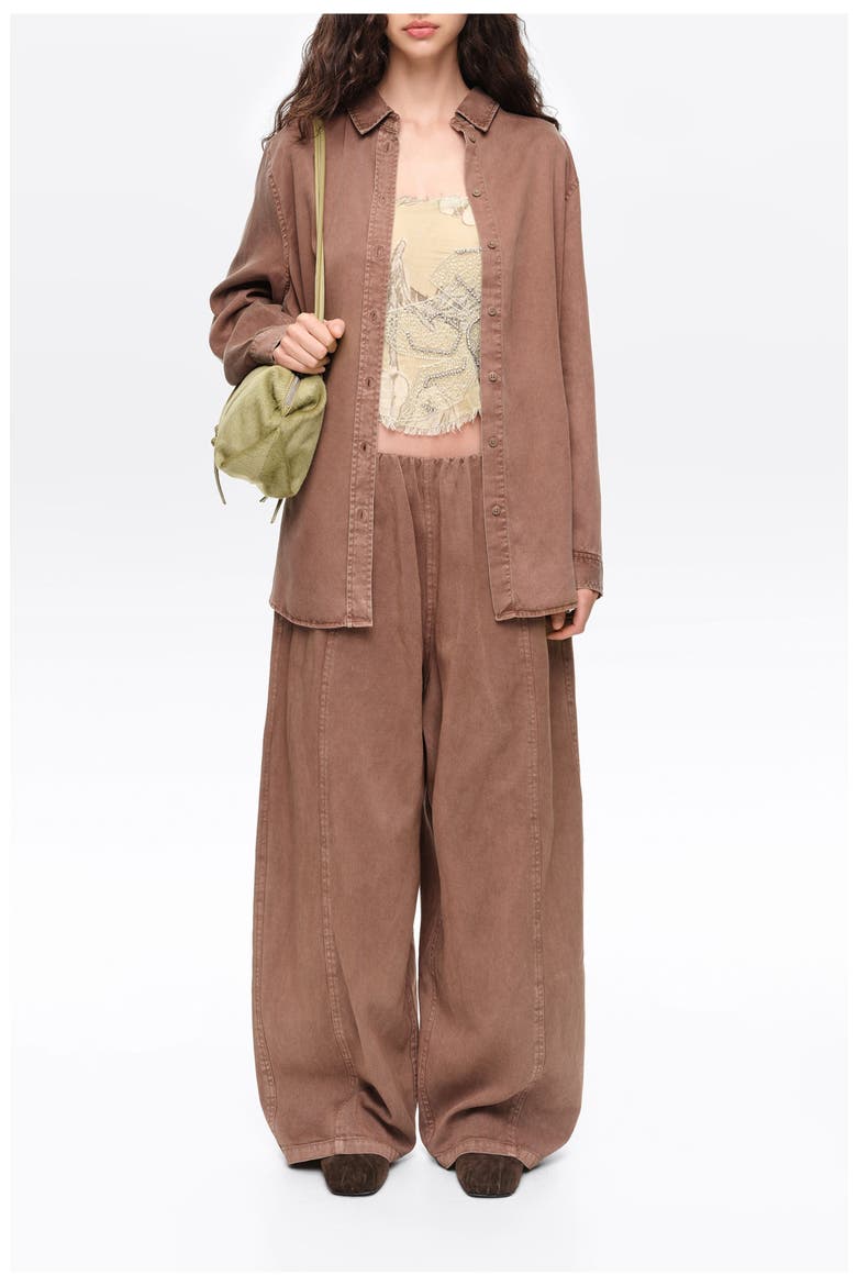 Straight Fluid Lyocell Shirt, Alternate, color, WASHED BROWN