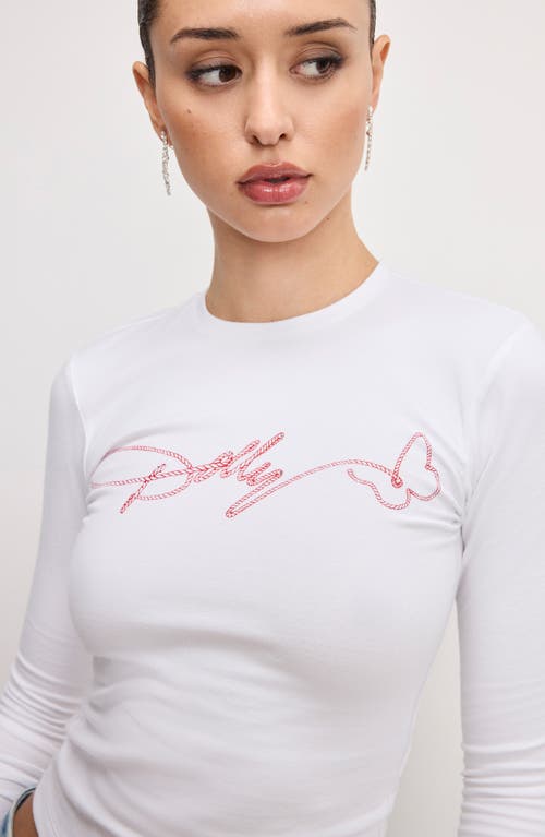 GOOD AMERICAN GOOD AMERICAN DOLLY BUTTERFLY SUPER STRETCH LONG SLEEVE TOP 