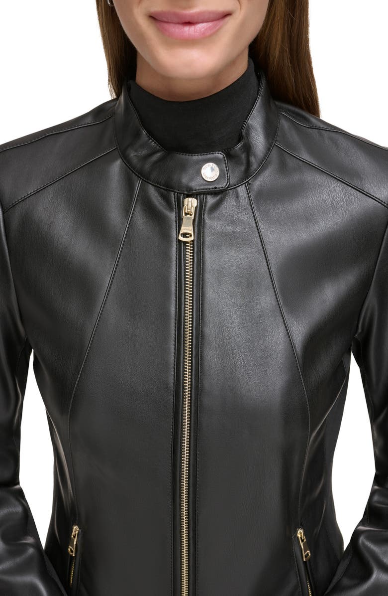 Calvin Klein Faux Leather Moto Jacket, Alternate, color,
