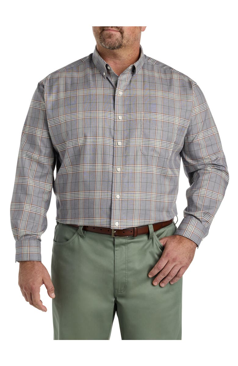 Oak Hill by DXL Big & Tall Large Plaid Sport Shirt, Alternate, color, Navy Multi