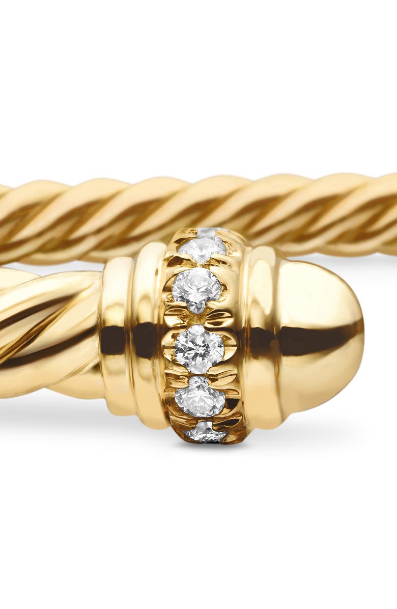David Yurman Cablespira<sup>®</sup> 18K Yellow Gold & Pavè Diamond Bracelet, 3mm, Alternate, color, Yellow Gold