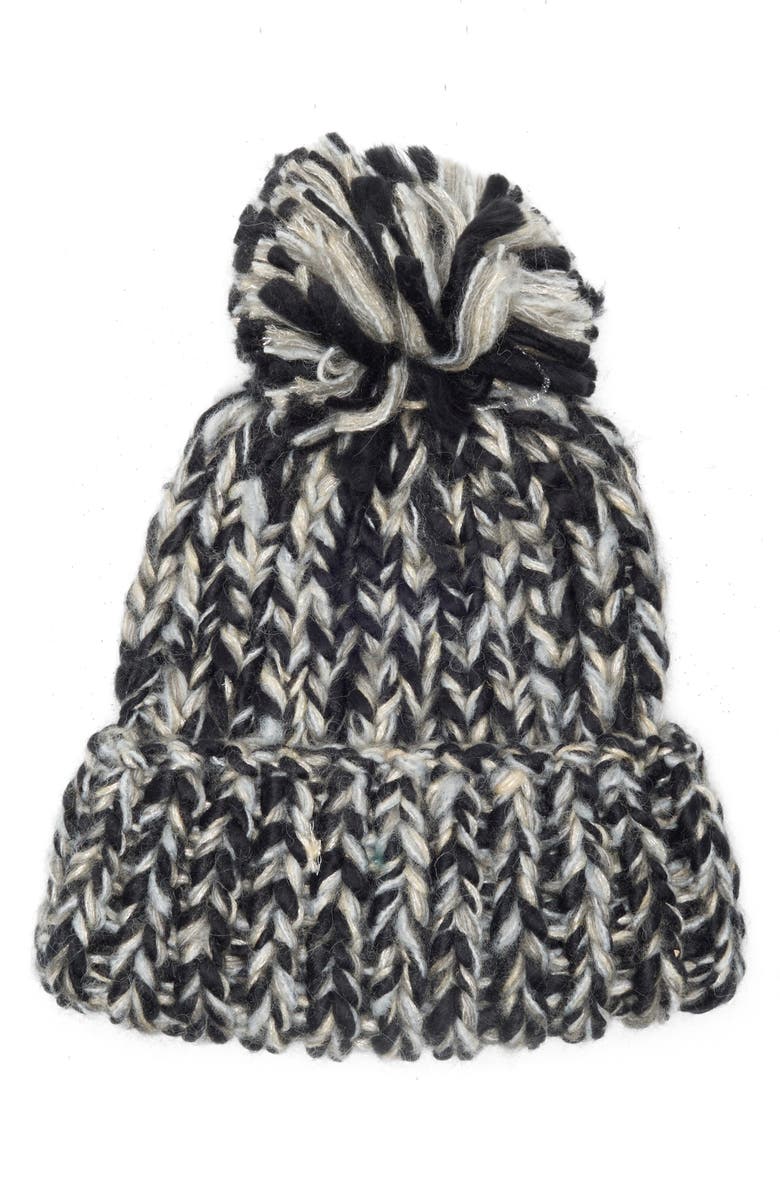 Vince Camuto Chunky Metallic Pom Knit Beanie, Main, color, Black