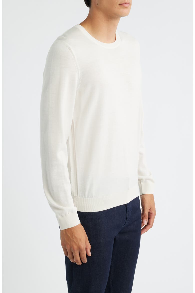 Leno Virgin Wool Crewneck Sweater, Alternate, color, OPEN WHITE