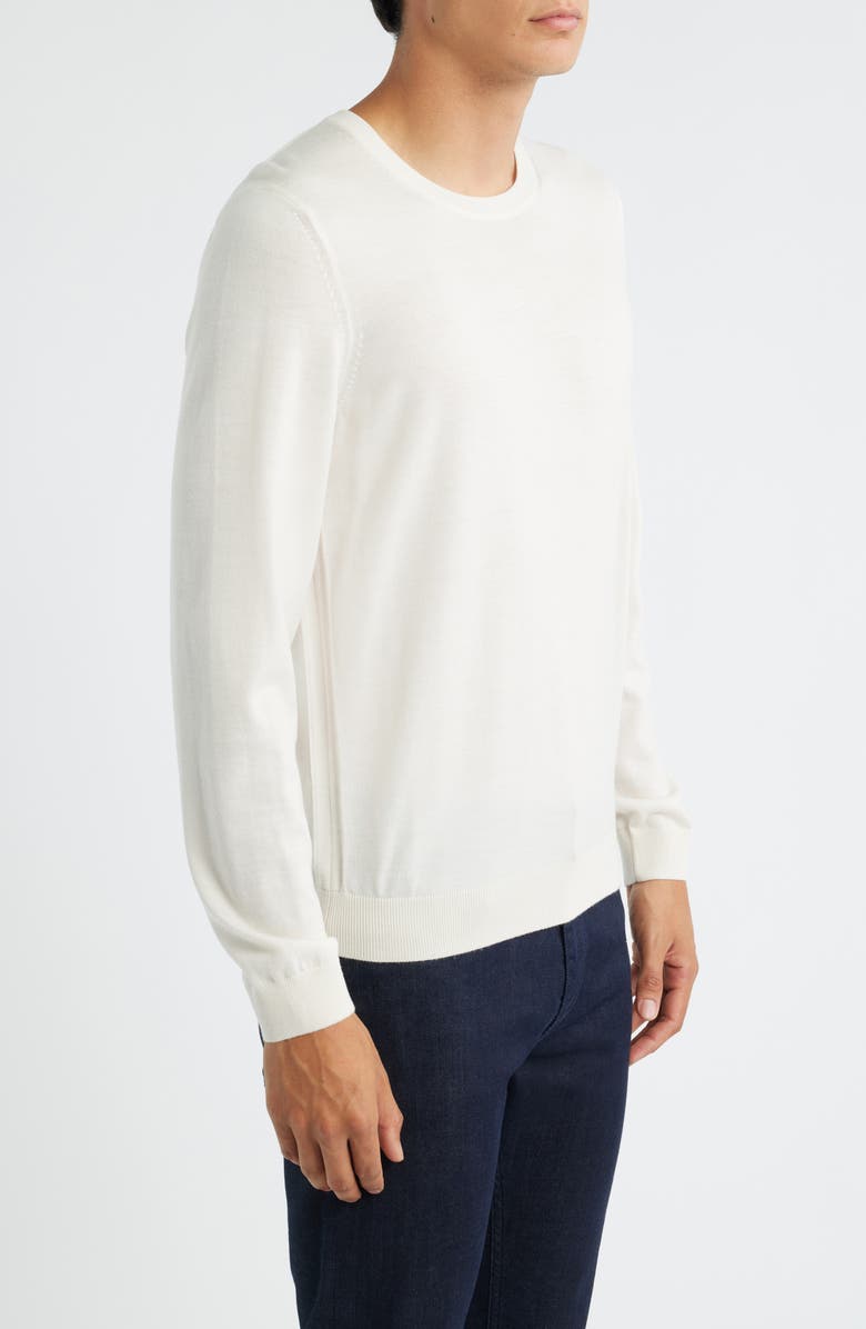 BOSS Leno Virgin Wool Crewneck Sweater, Alternate, color, Open White