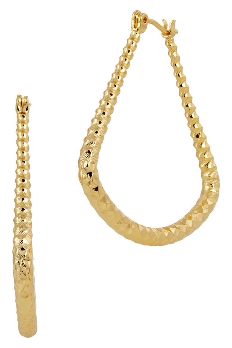 Diamond Cut Geometric Hoop Earrings, Main, color, GOLD