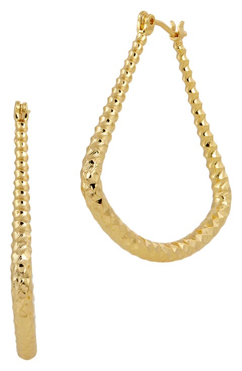 Diamond Cut Geometric Hoop Earrings