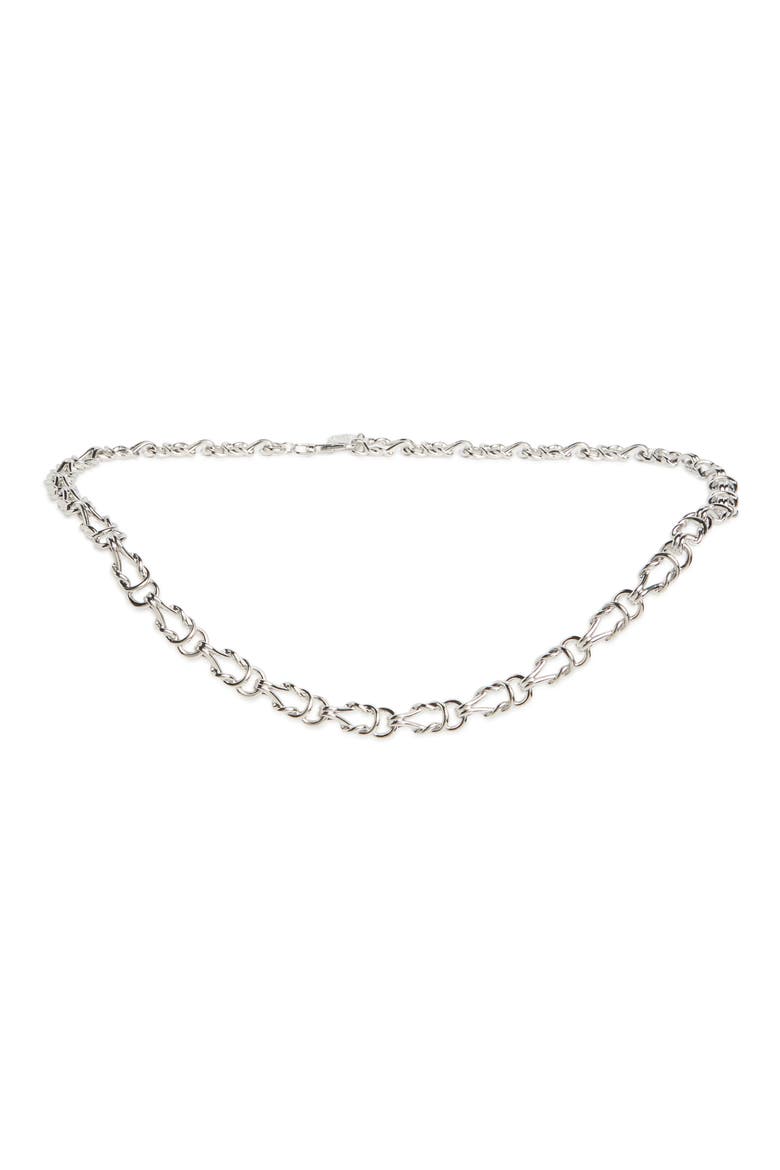 Half Horsebit Twist Link Chain Belt, Main, color, SILVER