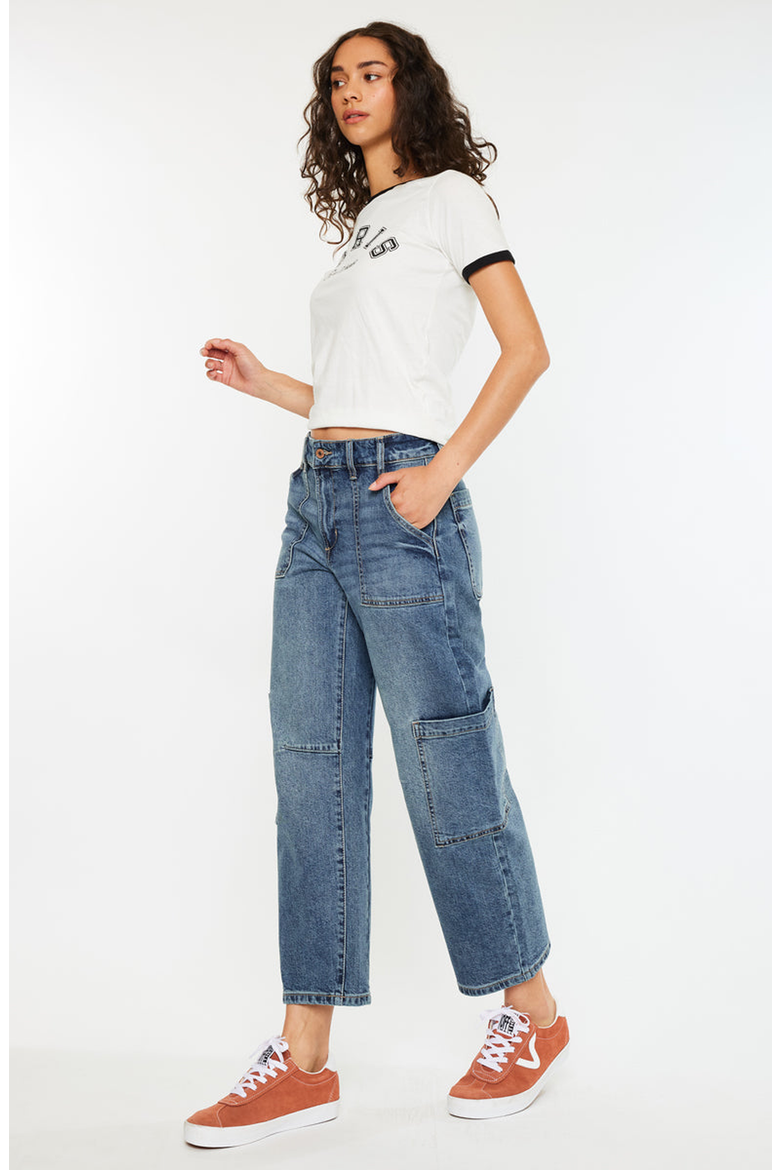 Charly Low Slung Barrel Jeans, Alternate, color, Medium Wash