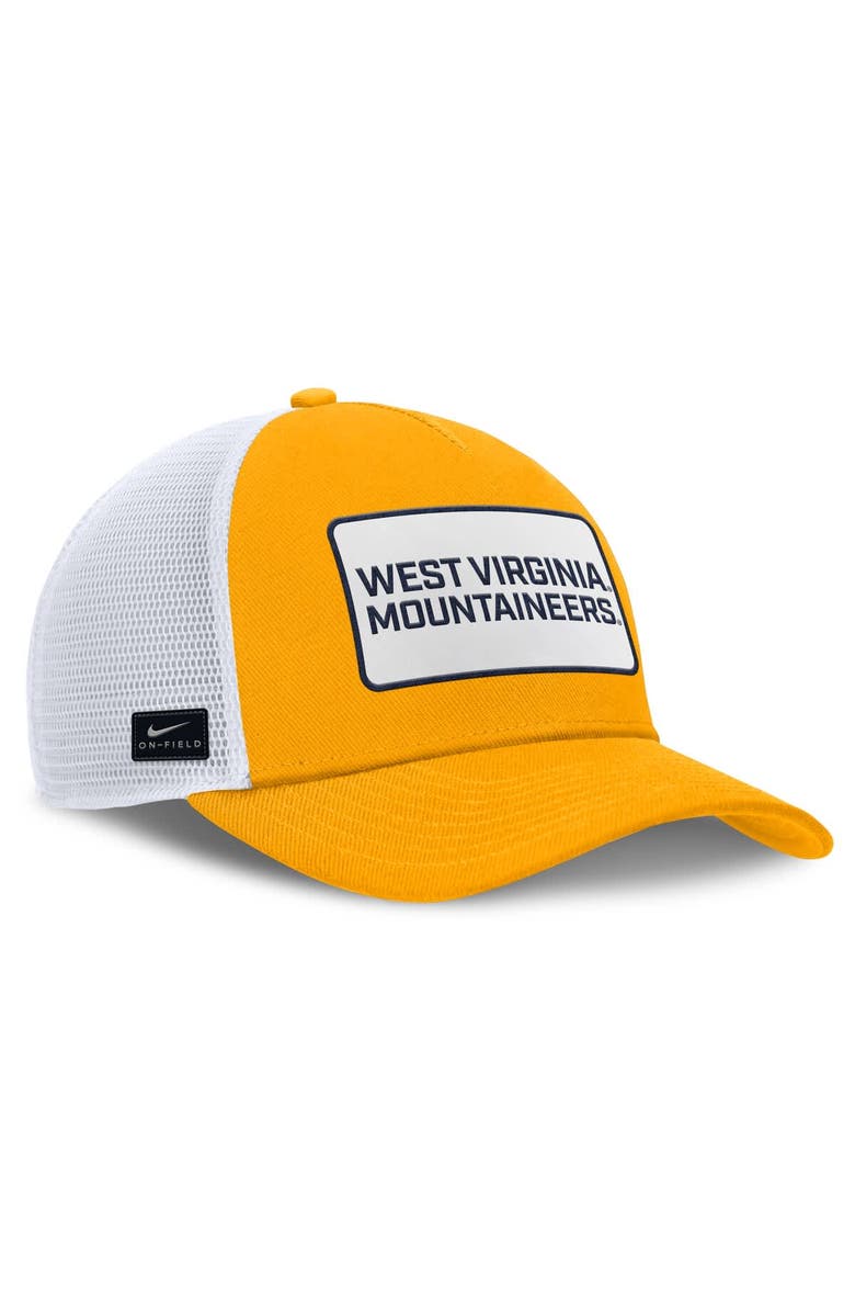 Nike Men's Nike Gold/White West Virginia Mountaineers 2025 On-Field Rise Patch Trucker Adjustable Hat, Alternate, color, Gold