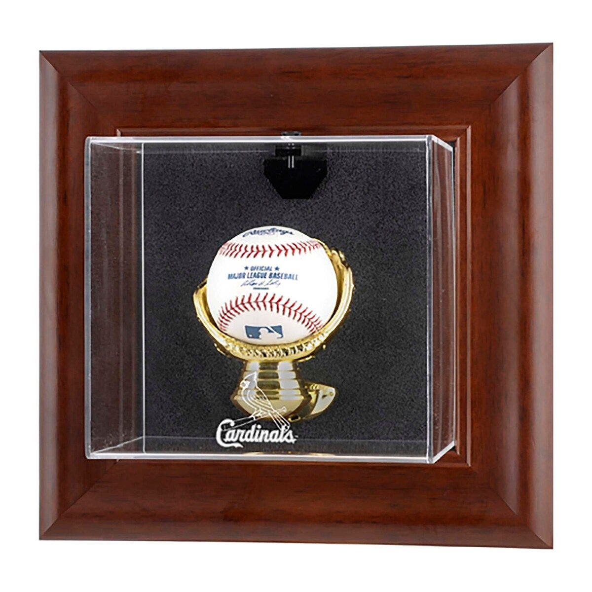 St. Louis Cardinals Brown Framed Wall-Mounted Logo Baseball Display ...