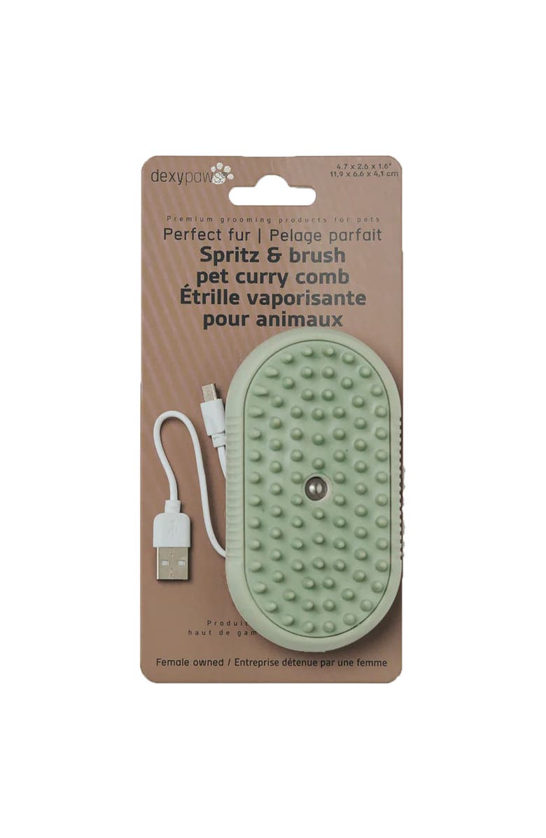 Dexypaws Spritz & Brush Pet Comb, Sage Green, Dog & Cat Grooming Tool, Main, color, Green