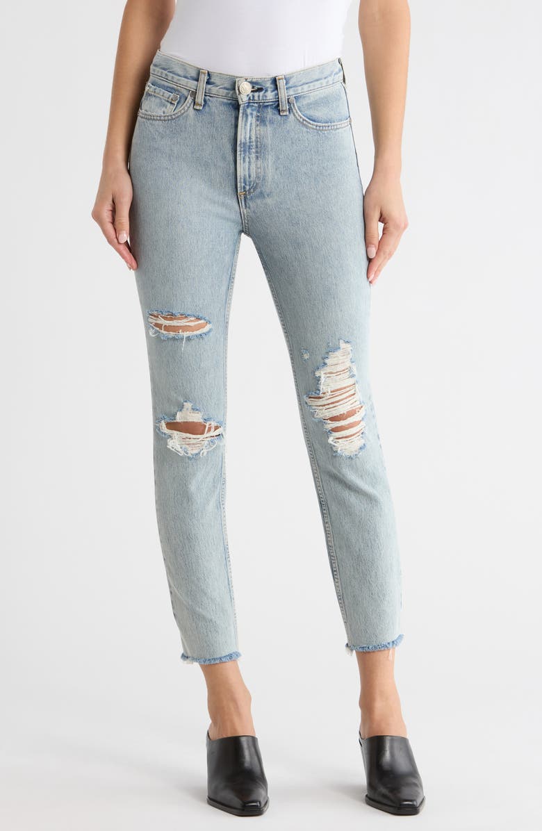 rag & bone Ripped Ankle Skinny Jeans, Main, color, Mdsonwhole