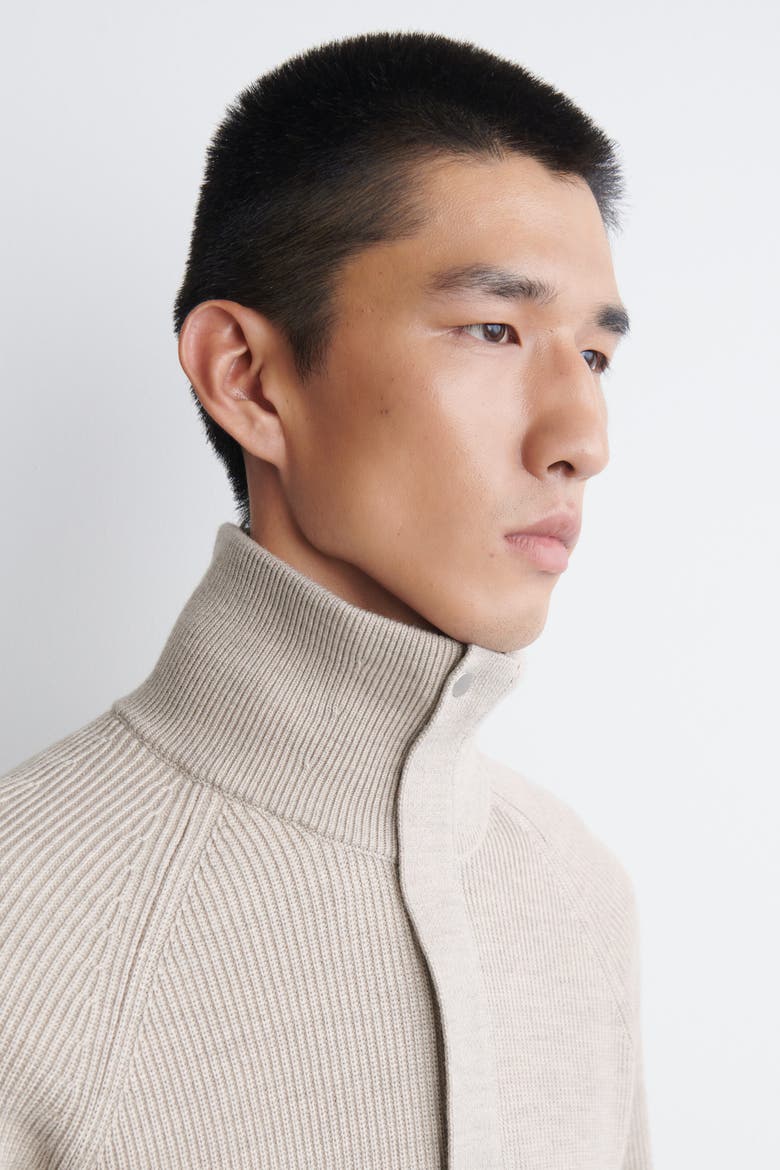 Ribbed Wool Half-Zip Sweater, Alternate, color, BEIGE