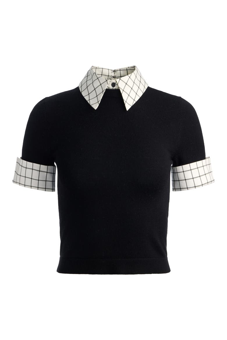 Aster Cuffed Collared Pullover, Alternate, color, BLACK/ SOFT WHITE
