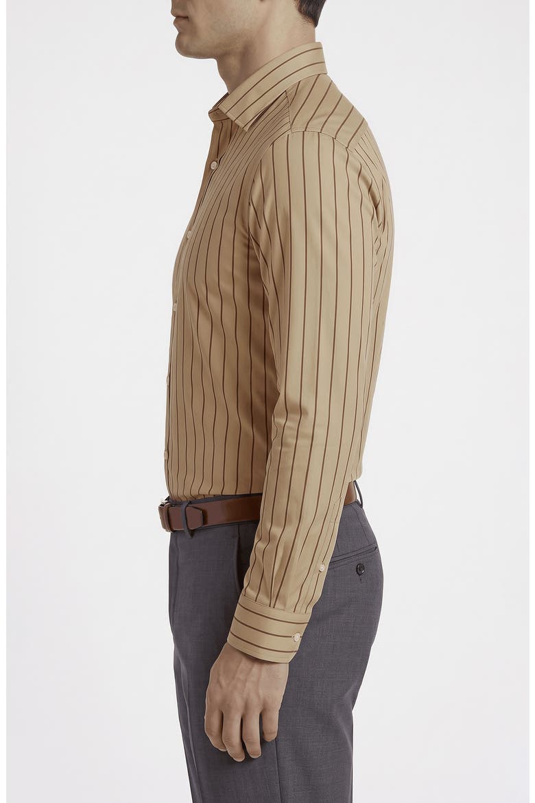 Striped Cotton Dress Shirt, Alternate, color, BEIGE