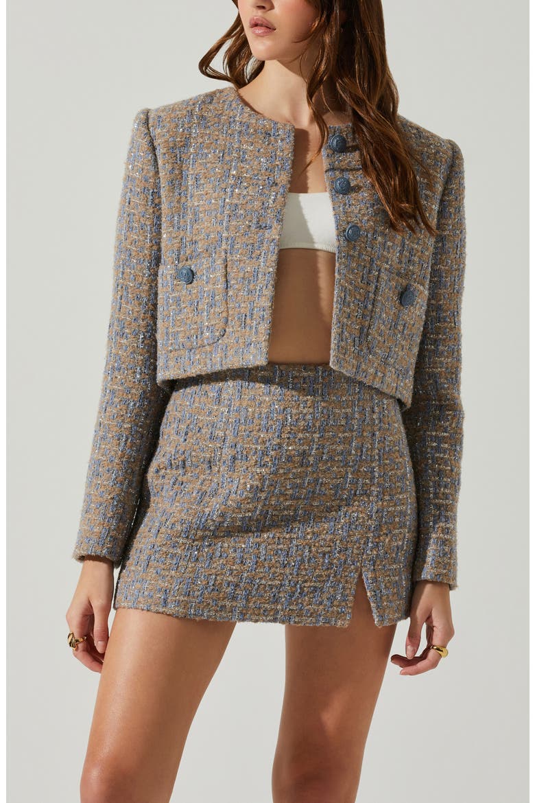 Covina Tweed Miniskirt, Alternate, color, BLUE TAUPE