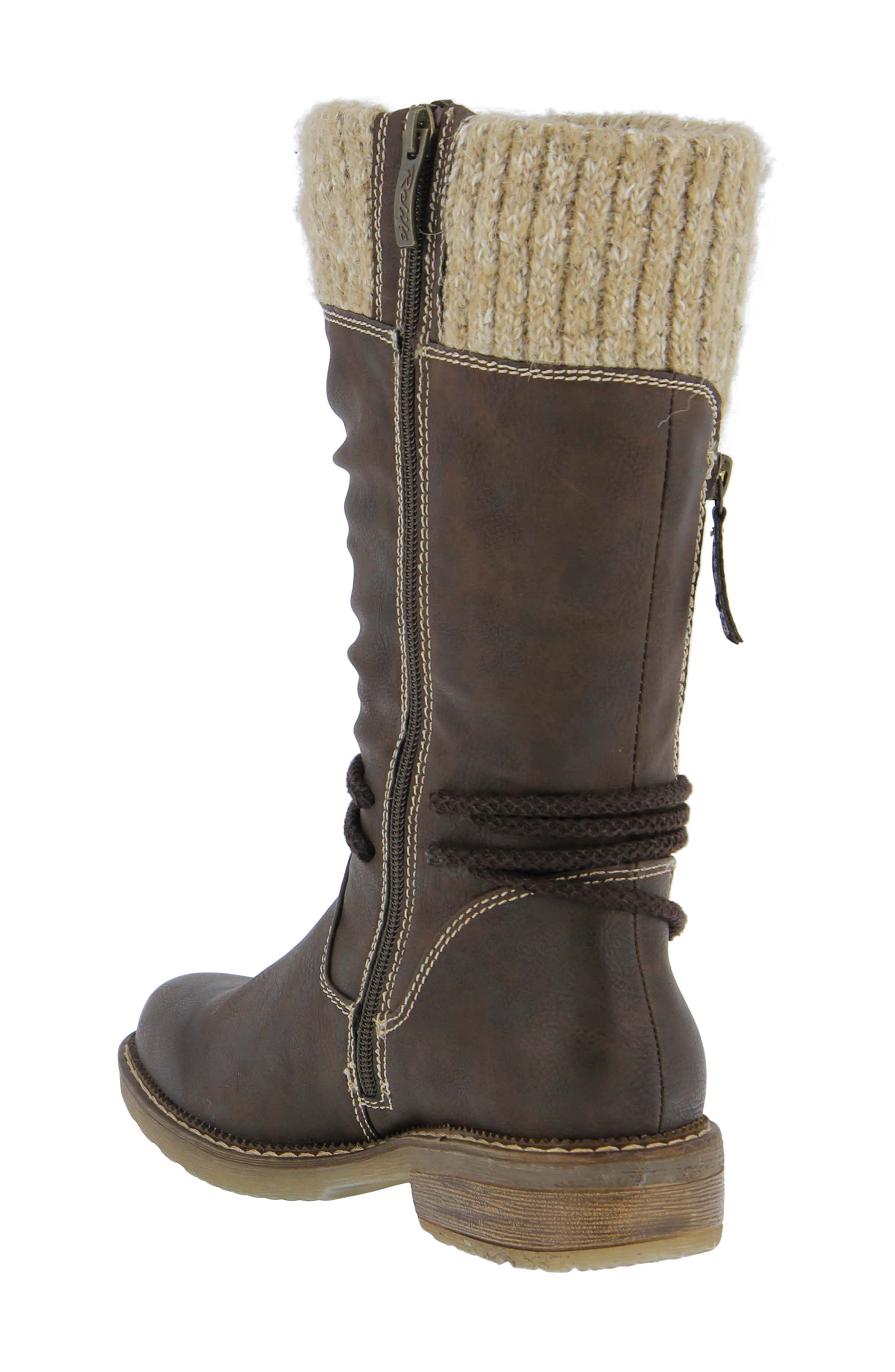 Acaphine Water Resistant Boot, Alternate, color, DARK BROWN FAUX LEATHER