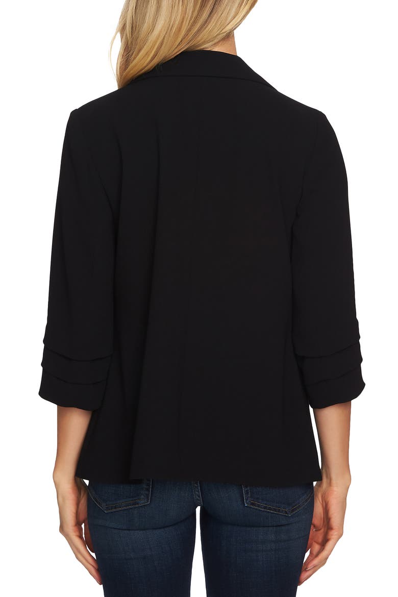 Tiered Three Quarter Sleeve Jacket, Alternate, color, RICH BLACK