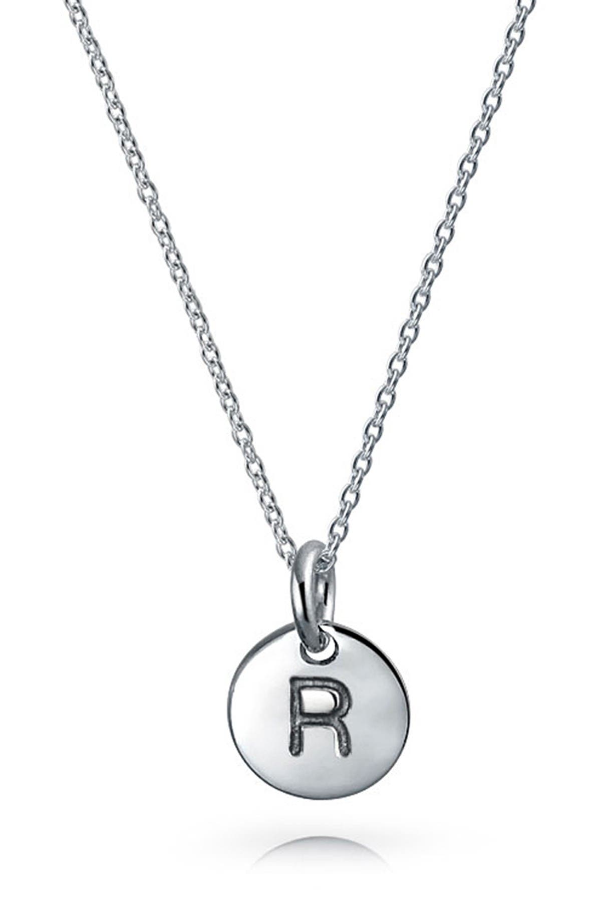 BLING JEWELRY Minimalist Sterling Silver Initial Pendant Necklace