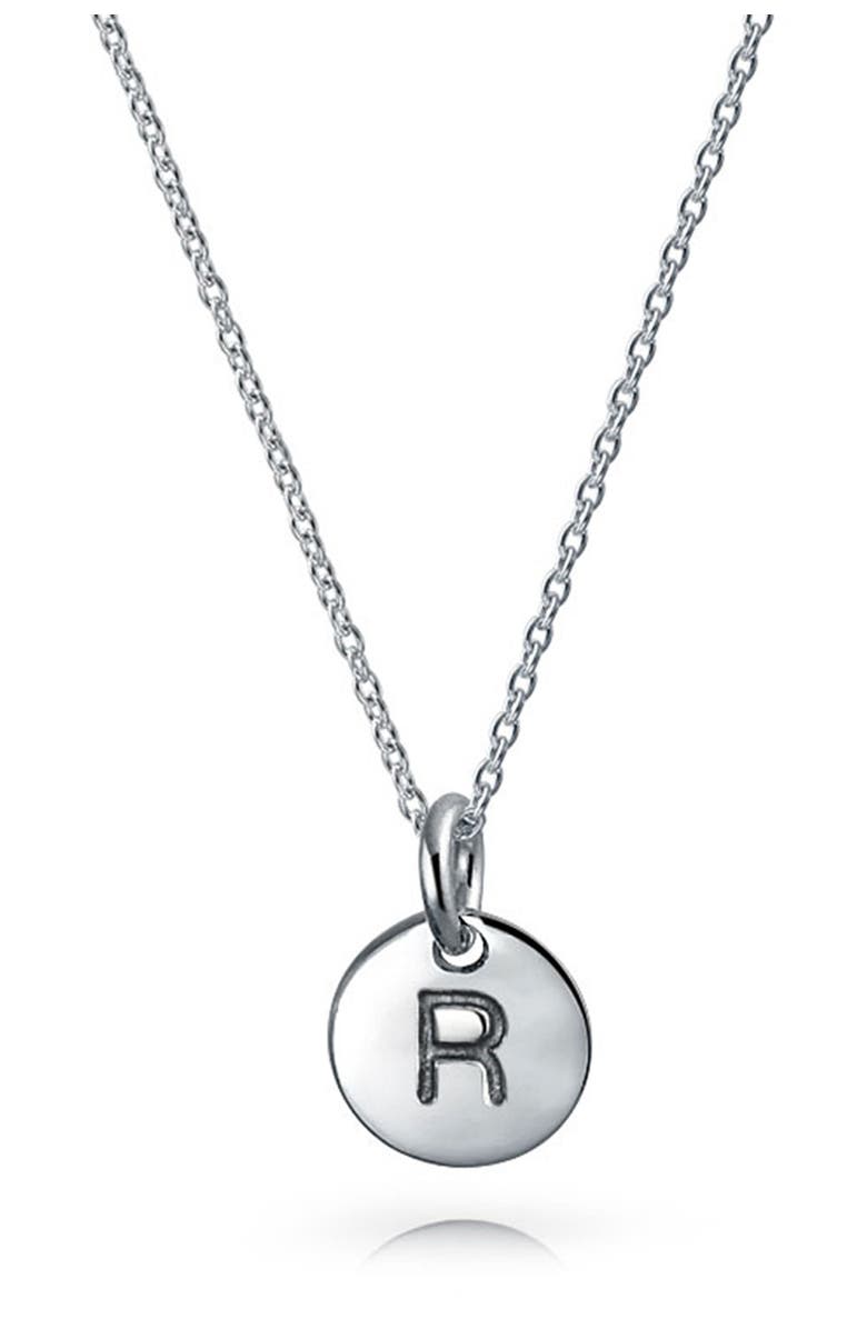 BLING JEWELRY Minimalist Sterling Silver Initial Pendant Necklace, Main, color, Silver - R