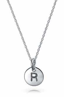 BLING JEWELRY Minimalist Sterling Silver Initial Pendant Necklace