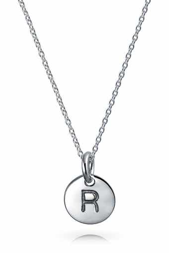 BLING JEWELRY Minimalist Sterling Silver Initial Pendant Necklace