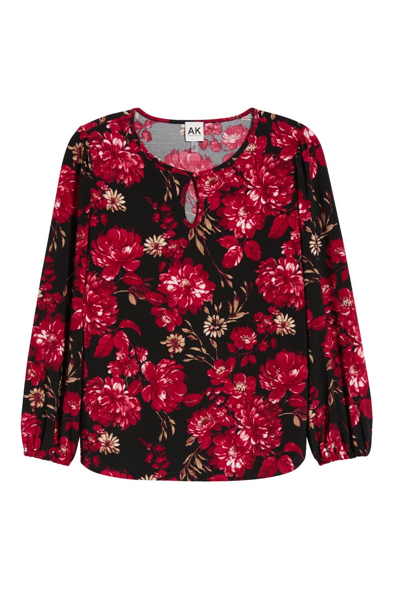 Keyhole Long Sleeve Top, Alternate, color, ANNE BLACK MULTI