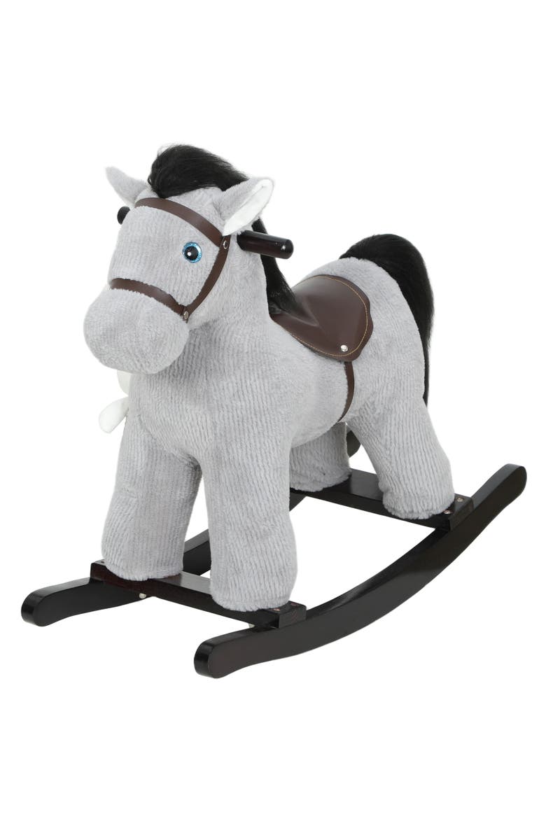Toddler Rocking Horse Plush Kids Ride on Toy with Realistic Sound and Toy Animal Rocker for Years Old, Main, color, Grey