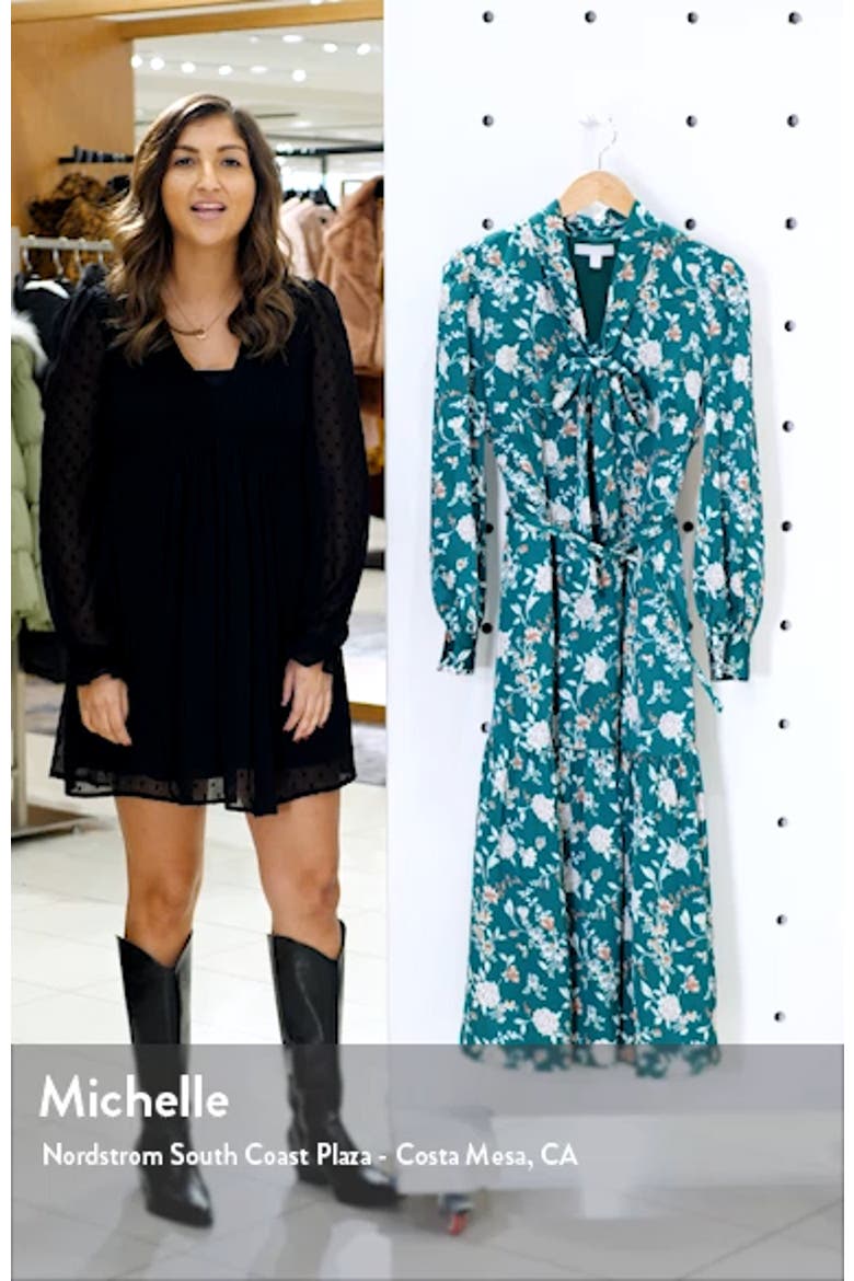 Floral Long Sleeve Satin Shirtdress video