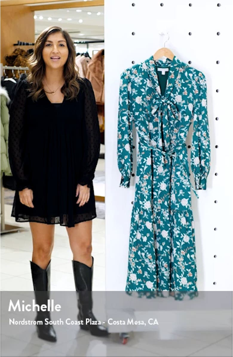 Floral Long Sleeve Satin Shirtdress, sales video thumbnail