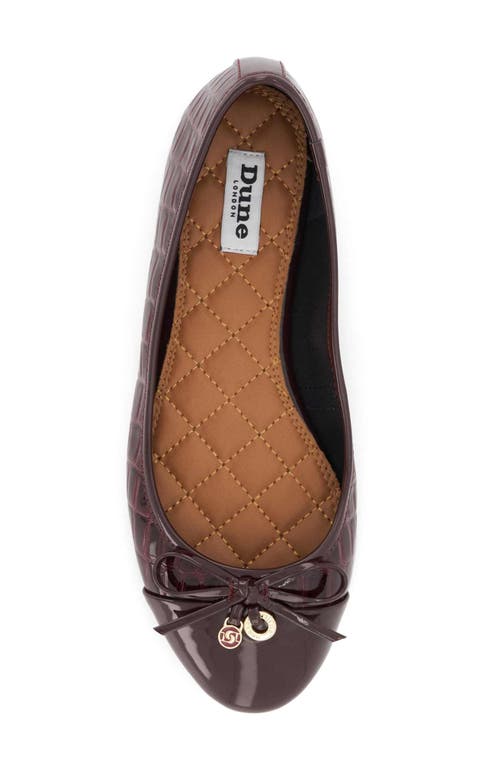 Dune London Hallo Snake Embossed Ballet Flat In Burgundy