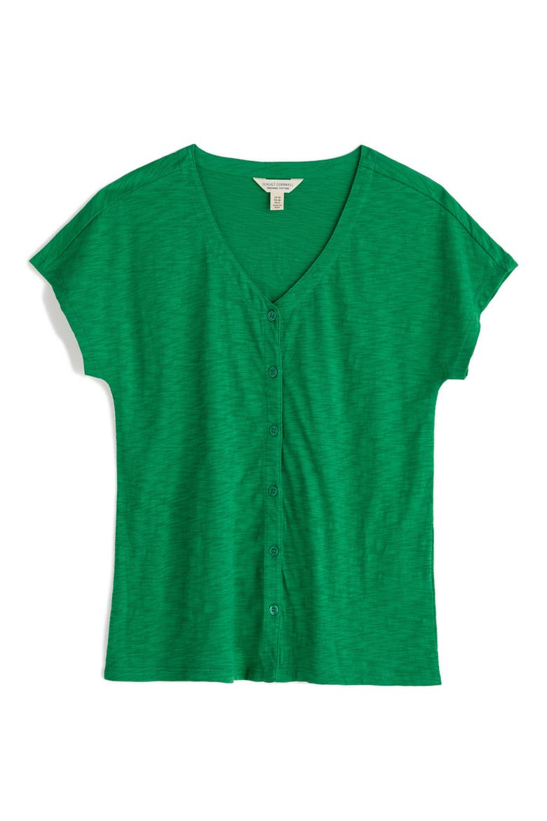 Studio Glass Organic Cotton Button-Up Top, Alternate, color, ISLAND