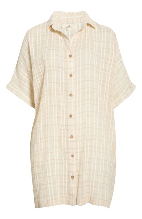 Rip Curl Paradise Check Cover-up Shirtdress In White