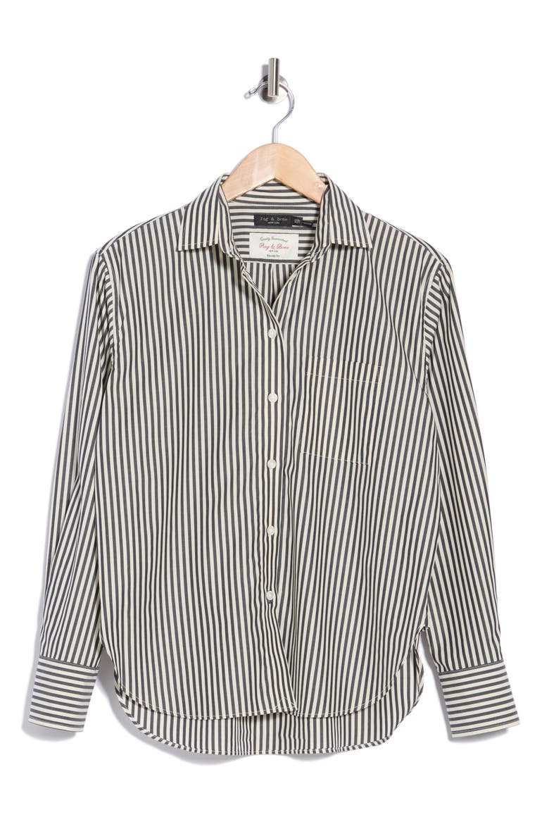 Connie Striped Cotton Shirt, Main, color, BLACK STRIPE