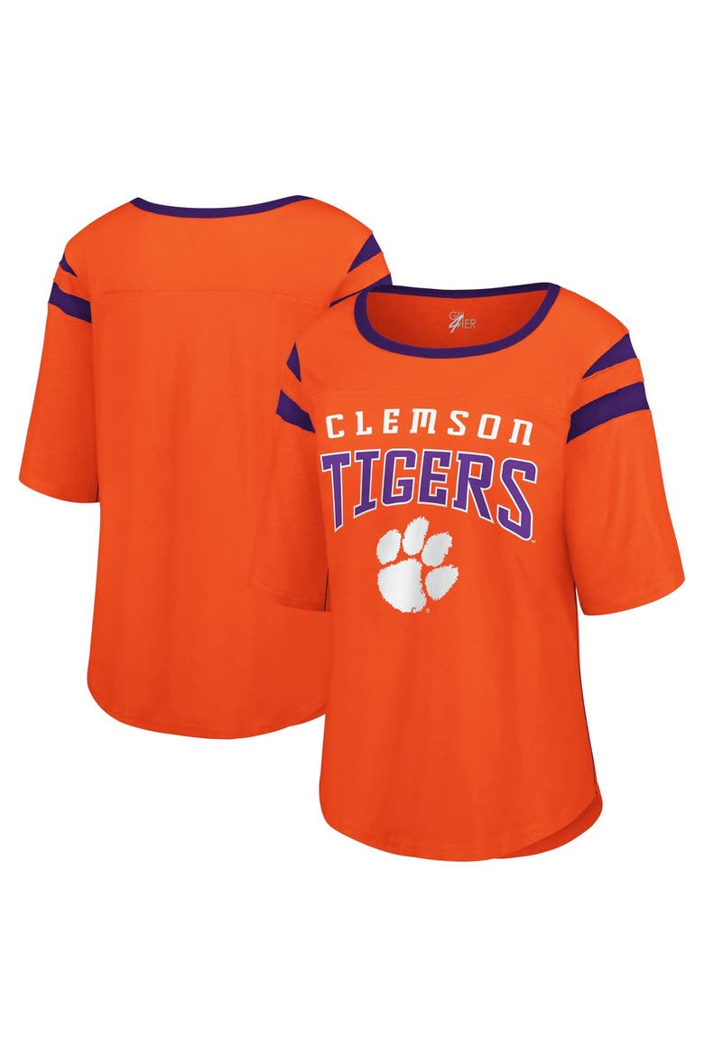Women's G-III 4Her by Carl Banks Orange Clemson Tigers Plus Size Linebacker Half-Sleeve T-Shirt, Main, color, Orange