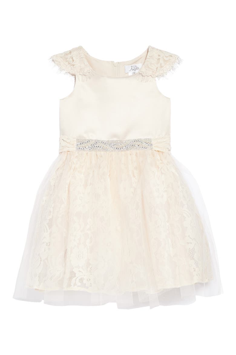 The Sarah Floral Lace Dress, Main, color, CHAMPAGNE