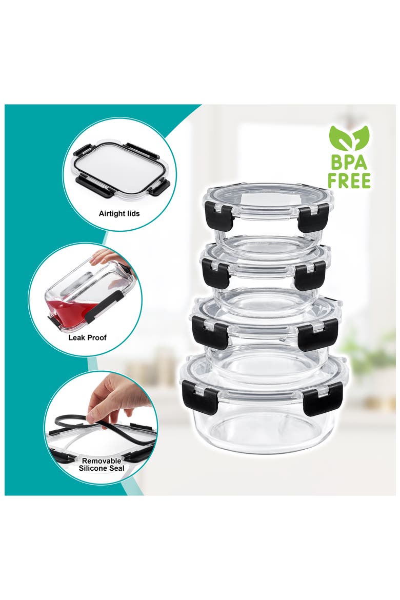 12-Pack Glass Food Prep Storage Containers, Alternate, color, CLEAR