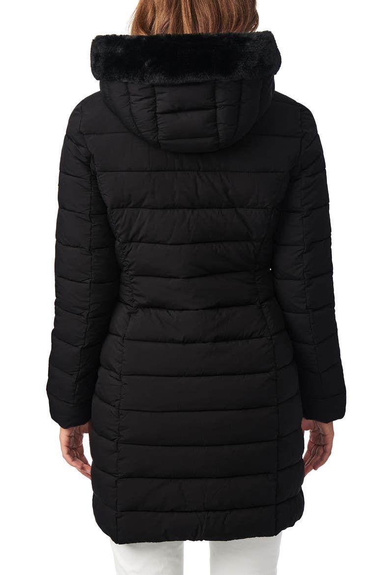 Quilted Walker Jacket with Faux Fur Trim, Alternate, color, BLACK