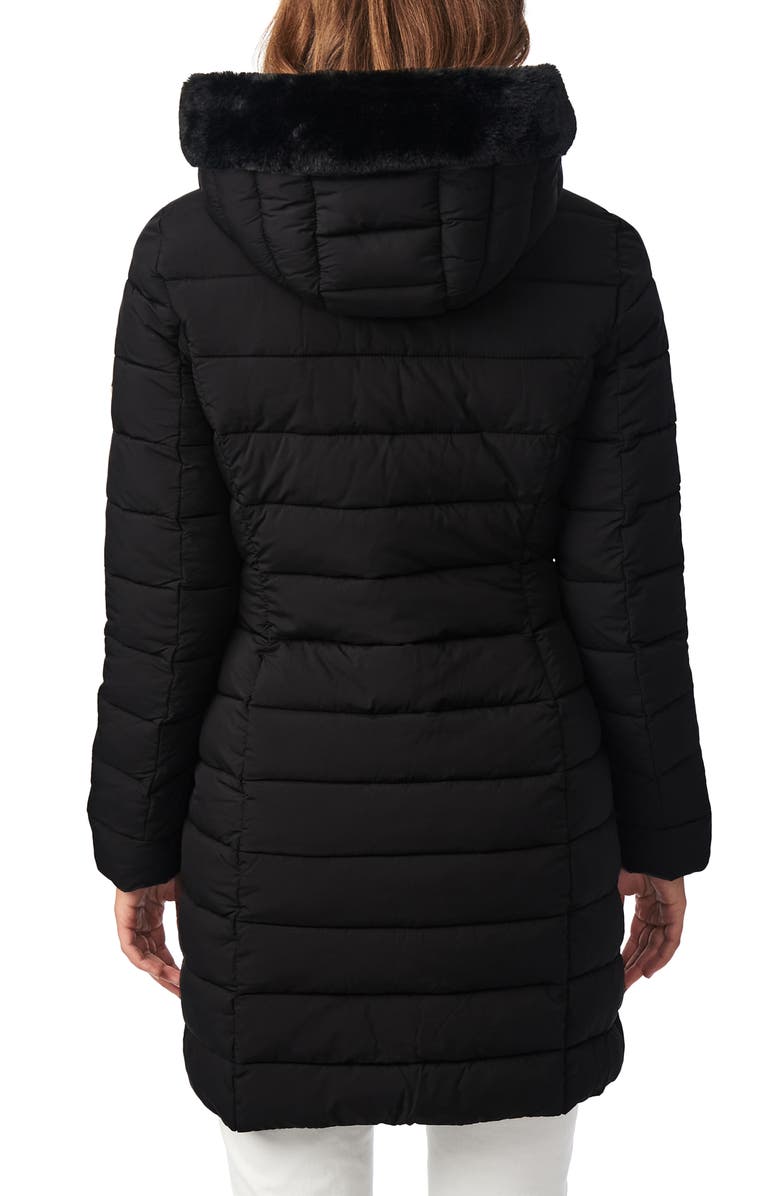 Bernardo Quilted Walker Jacket with Faux Fur Trim, Alternate, color, 
