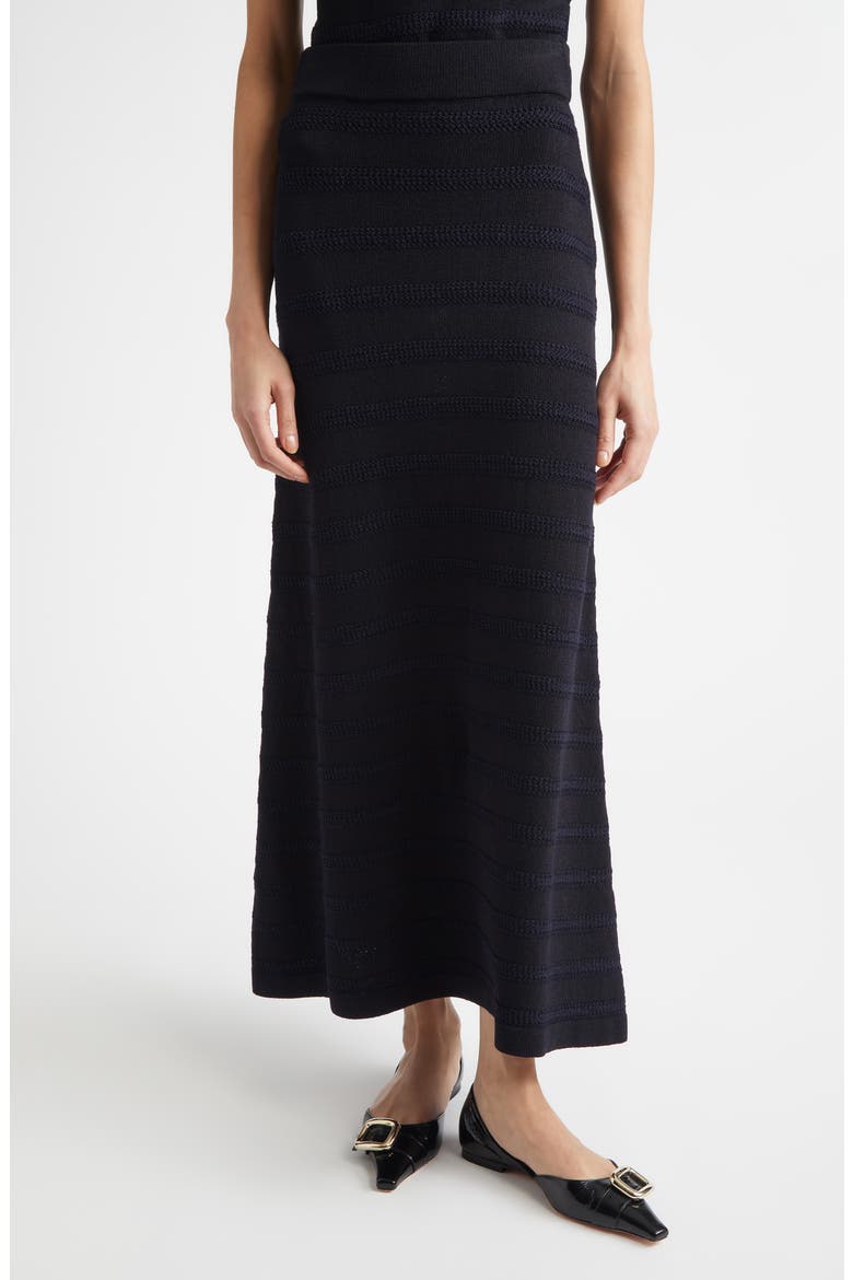 Breton Stripe Wool Blend Sweater Skirt, Main, color, BLACK / NAVY MULTI