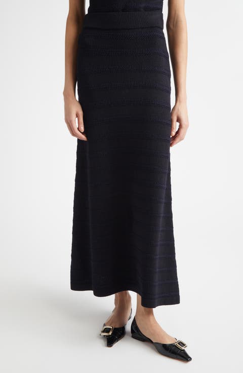 Breton Stripe Wool Blend Sweater Skirt