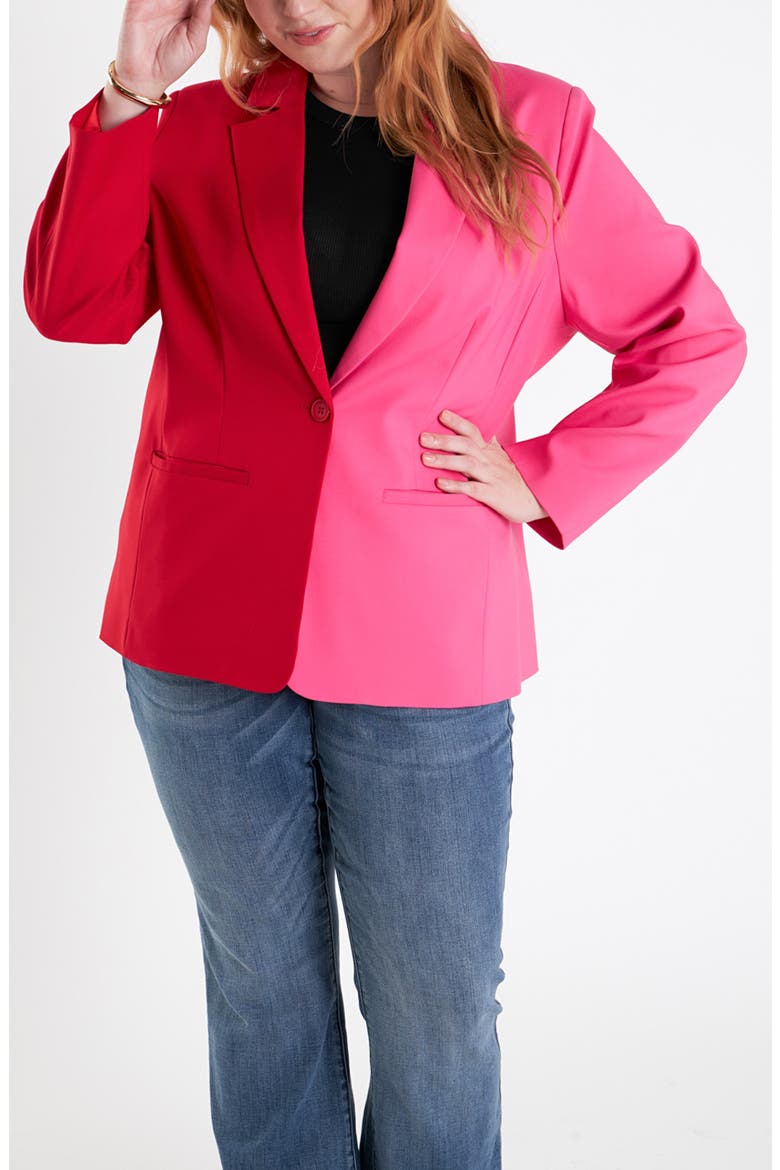 Colorblocked Blazer, Alternate, color, RED FUCHSIA