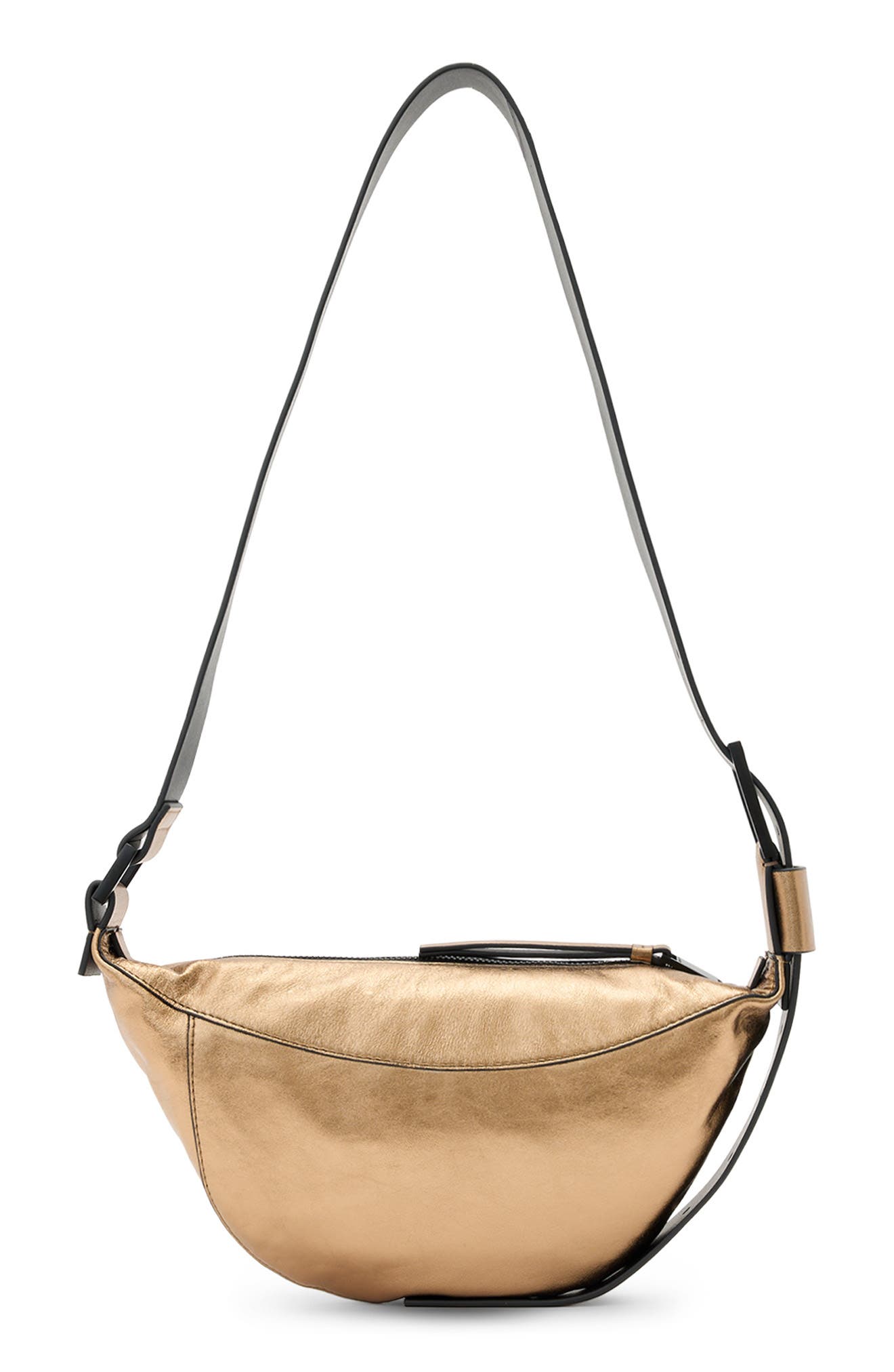 AllSaints Luna Metallic Leather Crossbody Bag, Alternate, color, 