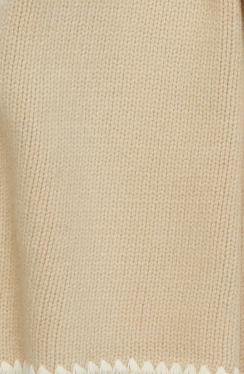 TOTÊME TOTEME OVERSIZE SHELL STITCH TRIM WOOL, CASHMERE & COTTON SCARF
