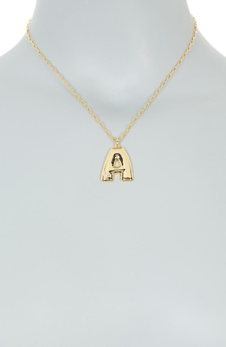 NORDSTROM RACK Bubbly Initial CZ Pendant Necklace - Multiple Initials Available, Alternate, color, 