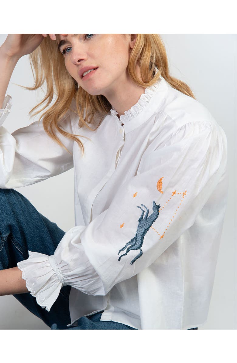 Cape Cove Clover Equestrian Blouse, Main, color, White