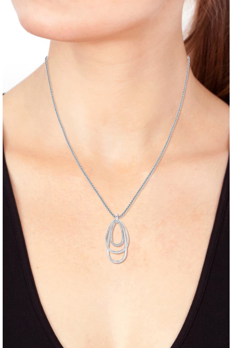 Open Teardrop Layered Diamond Pendant Necklace - 0.29ct., Alternate, color, SILVER