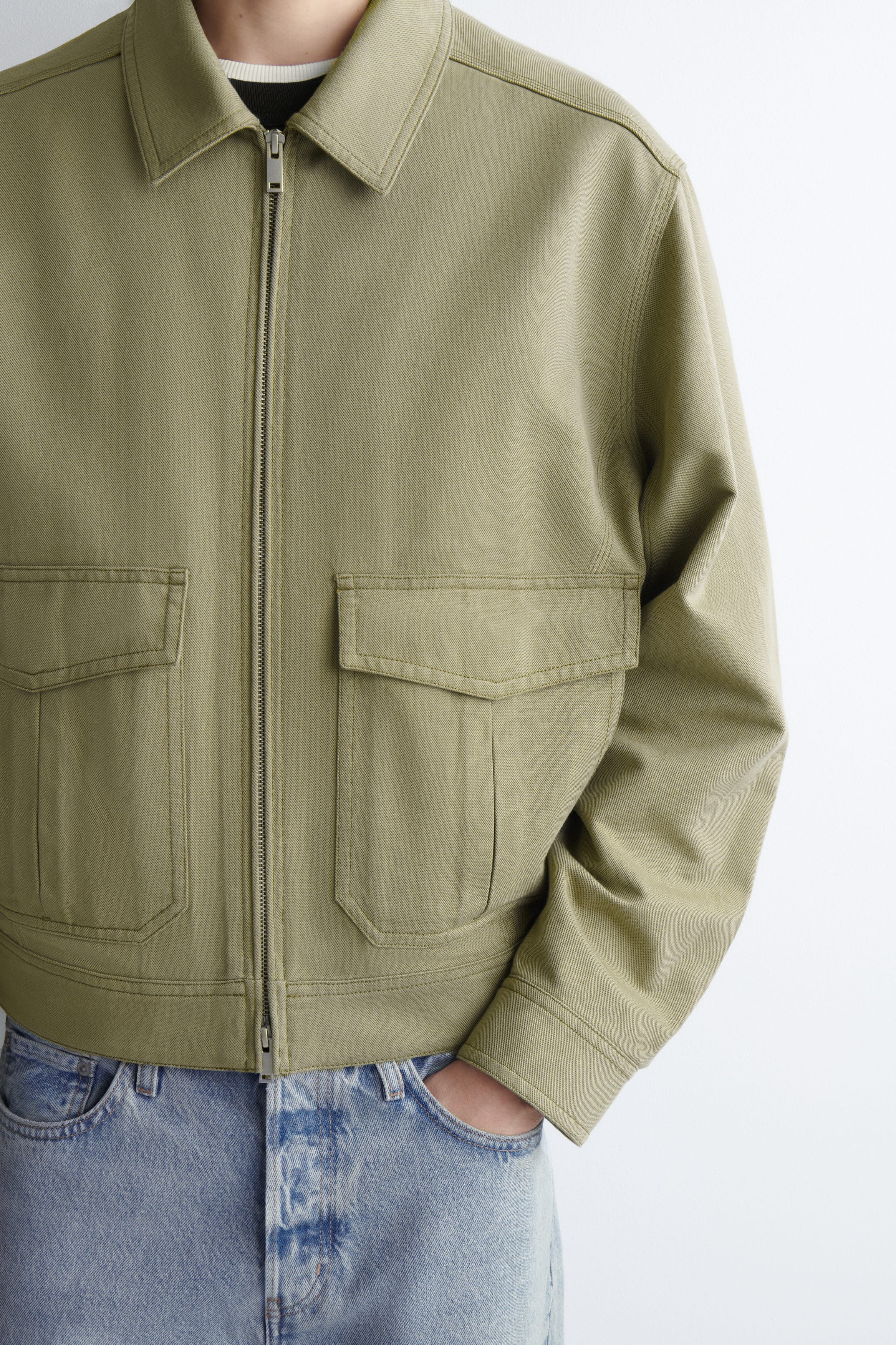 Cotton-Blend Zip-Up Utility Jacket - image 2
